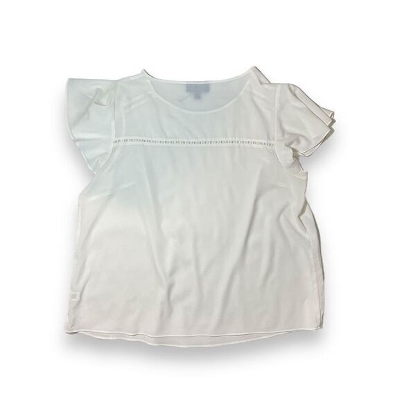 Lane Bryant Cream Flutter Sleeve Blouse Sz 18 - Picture 4 of 11